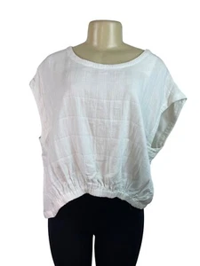 Grade & Gather Women’s White Textured Relaxed Fit Shirt Size L - New - Picture 1 of 7