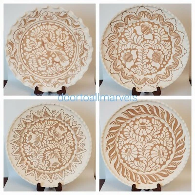 1 KOROND Ceramic Plate Hand Carved Signed Vintage Transylvania Rustic Large 12" - Image 1 of 4