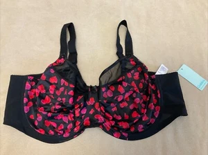 Goddess Bra 46DD Kayla Underwire Black Red Pink Nwt - Picture 1 of 5
