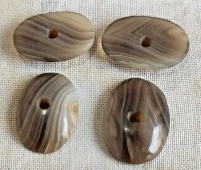 Old buttons translucent 1) stone oval one hole concave 4, 2) ball shape shank 2 - Image 1 of 4