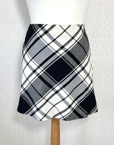 Hobbs Black Ivory Check Aline Skirt Wool Blend Size 10 - A2388 - Picture 1 of 6