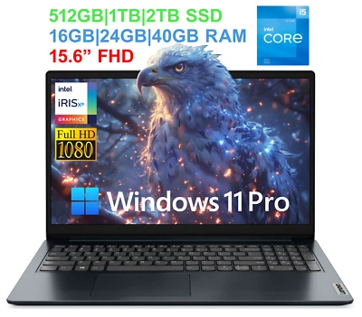 2024 Lenovo IdeaPad Laptop 15.6" FHD 10-Core Intel i5-1235U To 40GB RAM 2TB SSD - Image 1 of 4