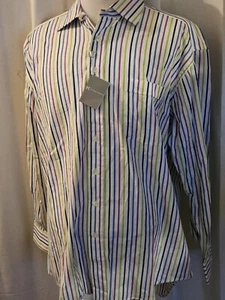 NEU MIT ETIKETT HICKEY FREEMAN KLEID SHIRT GRÖSSE 17 1/2-35 GRÜN LILA BLAU WEISS GESTREIFT - Bild 1 von 6