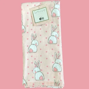 SMIZE CUTE POSH PINK EASTER BUNNY RABBIT KITCHEN TOWEL SET OF (2) 18 x 28 NEW - Picture 1 of 5