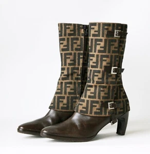 Botines, zapatos FENDI Zucca FF patrón hebilla - Imagen 1 de 17