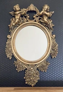 Wandspiegel in Barock Optik Engel Spiegel gold Antik Stil Badspiegel Jugendstil - Bild 1 von 8
