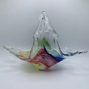 Vintage Murano Lavorazione Kunst Glas Korb Schale mundgeblasen Italien 10" lang - Bild 1 von 6