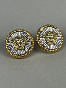 Versace Gold Medusa Central Silver Stud Earrings made in Italy - Picture 1 of 5