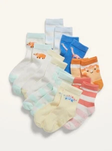 Old Navy Toddler Size 6-12 Months ~ 8-Pack Non Slip Crew Socks .. Solid Stripes - Picture 1 of 1