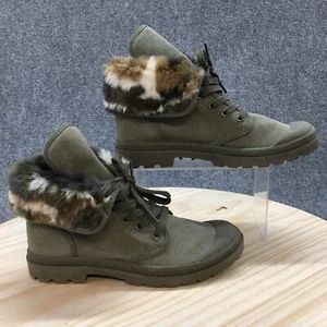Rocket Dog Winter Snow Boots Womens 9.5 Pilot Olive Lace Up Faux Fur Round Toe - Picture 1 of 16