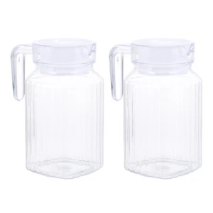 2 Pcs Cold Water Bottle Iced Tea Pitcher Large Juice Jugs with Lids - Picture 1 of 12
