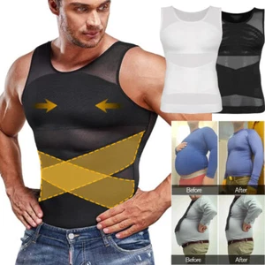 Mens Tummy Control Gynecomastia Compression Vest Tank Top Shaper Shapewear Shirt - Picture 1 of 35