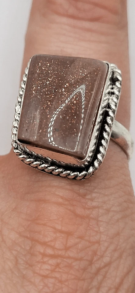 Anel cabochão boêmio de pedra dourada tamanho 8,75 - Imagem 1 de 4