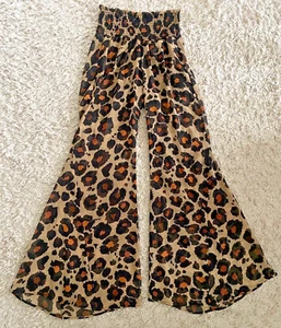Show Me Your Mumu Robert's Party Pants Animal Leopard Cheetah Sheer Wide Leg S - Picture 1 of 10