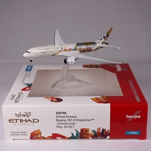 Herpa Members Ethiad Airways Boeing 787-9 Dreamliner 1:500 Model Plane (403794) - Picture 1 of 4
