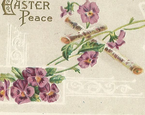Ostern Frieden Stiefmütterchen J. Herman Vintage Postkarte - Bild 1 von 3