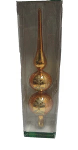 VTG Kurt Adler European Style Gold Swirled Two Ball Tree Topper 12" NEW NOS - Picture 1 of 7
