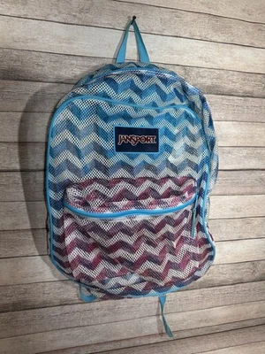 Jansport Mesh Pack Backpack - See Through color Blue / Purple Chevron - Image 1 of 4