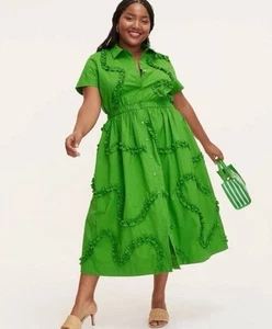 Damen 4x Band Kurzarm Midi Shirtkleid Kate Spade New York Target grün - Bild 1 von 6