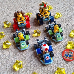 Mario Kart Figures Set of 5 Koopa Donkey Kong Toad Bowser with Star Stones - Picture 1 of 5