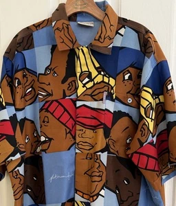 Camisa De Colección Y2K Platino Fubu Fat Albert Junkyard Gang Azul Botón Para Hombre’s XL - Imagen 1 de 7