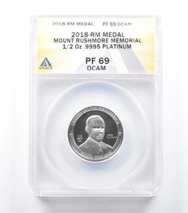 2018 RM Medal Mount Rushmore Memorial 1/2 Oz Platinum PF69 DCAM ANACS *1430 - Picture 1 of 3