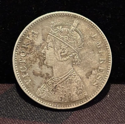 INDIA - ESTADO DE ALWAR 1 Rupia 1877, KM-45 Reina Victoria, Circulada, Escasa. A4 Foto 1 de 2