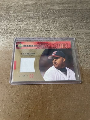 Upper Deck C.C. 2002 Tarjeta reliquia de muestras de juego Sabathia Foto 1 de 2