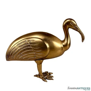 Vintage Coastal Regency Brass Ibis Bird Sculpture - 13" - Picture 1 of 9