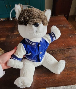 Stuffed HUSKY DOG Plush Bear Factory 2001 Brown White Animal 17" Blue Jacket - Picture 1 of 10