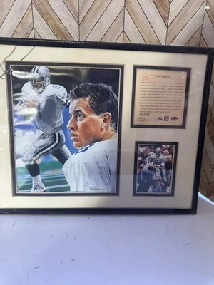 Troy Aikman limited edition framed collectible lithograph  By Tim Cortes 14X12 K - Image 1 of 4