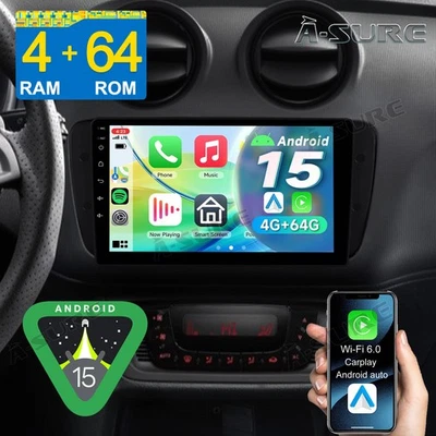 4+64G Android 15 Autoradio Apple Carplay NAVI GPS Für SEAT IBIZA 6J 2009-2013 - Bild 1 von 4