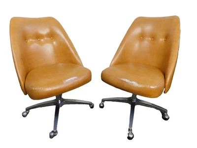 HOT Pair 1977 Star Base Wheels Swivel Rolling Star Trek Bucket Chairs Chromcraft - Image 1 of 4