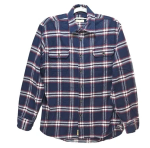 Jachs Flannel Mens Shirt Jacket Shacket Button Plaid Thick Warm Sz M Red Blue - Picture 1 of 14