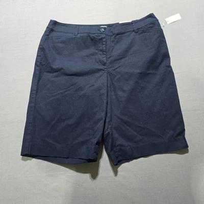 Talbots Perfect Shorts New Women’s  12 Navy Blue Flat Front 10.5" Chino Cotton - Image 1 of 4
