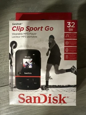 Reproductor de MP3 SanDisk 32 GB Clip Sport Go Pantalla LED FM Radio SDMX30-032G Negro Rojo Foto 1 de 3