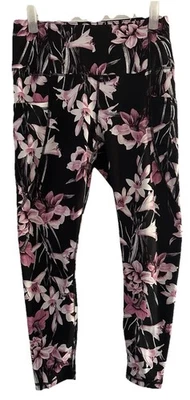 Yogalicious Ropa Activa Leggings Negro Rosa Floral Cintura Alta Bolsillos Laterales Talla M Foto 1 de 4