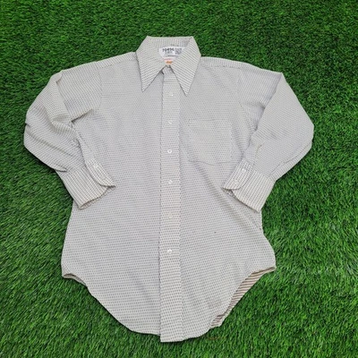 Vintage 70s Textured Hippie Button Shirt Medium 19x26 White - Image 1 of 4