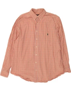 POLO RALPH LAUREN Mens Big Shirt XL Orange Check Cotton CV06 - Picture 1 of 3