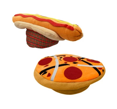 Conjunto de sombrero de pizza y perrito caliente de gran tamaño para adultos vendedor de alimentos divertido accesorio de disfraz Foto 1 de 4