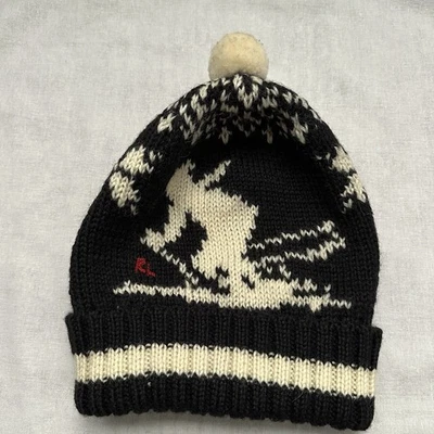 Polo Ralph Lauren 100% Lana Vintage Diseño Esquí Tejido Pom Pom Gorro Sombrero Foto 1 de 4