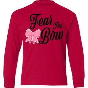 Inktastic Cheerleading Fear The Bow Youth Long Sleeve T-Shirt Sports Cheerleader - Picture 1 of 4