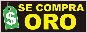 3ftx8ft Se Compra Oro Vinyl Banner - Alt to Feather Swooper Flag -3'x8' buy gold - Picture 1 of 1