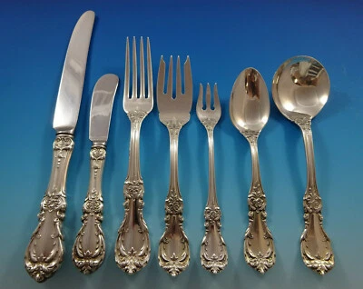 Conjunto de Talheres de Prata Esterlina Burgundy by Reed & Barton Para 8 Serviço 67 Peças - Imagem 1 de 4