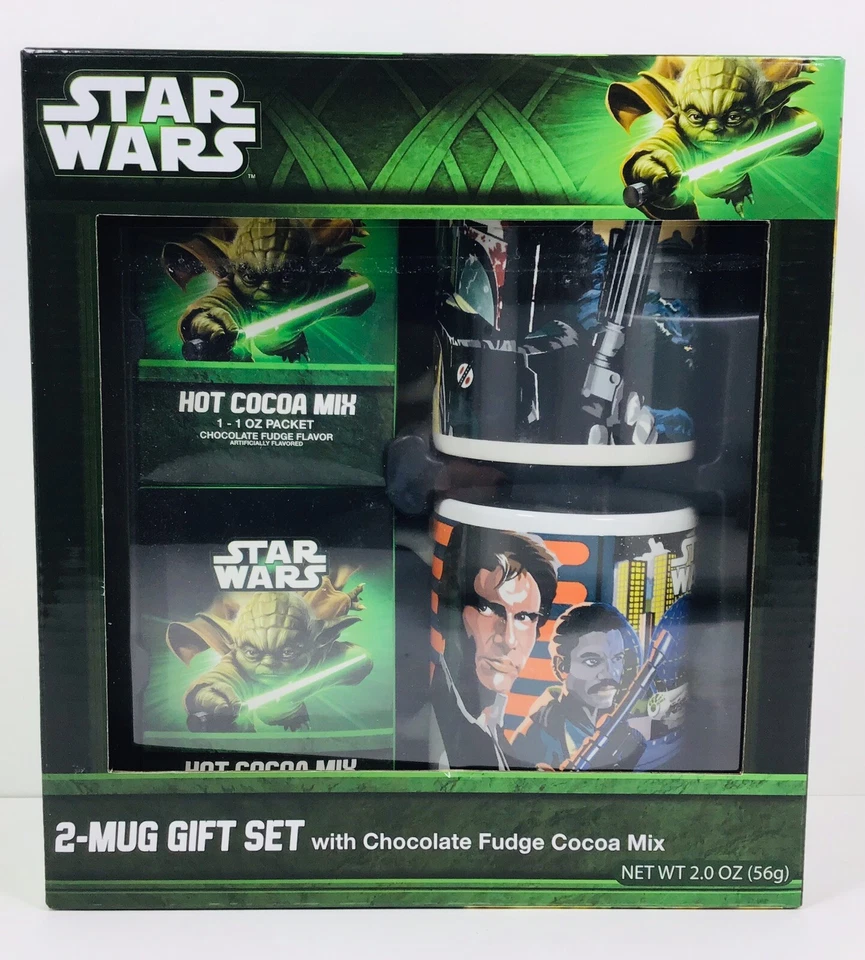 2013 Star Wars 2 Mug Gift Set Collectible Han Solo Boba Fett Coffee Cups