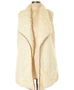 B-scharfe Jacke Weste Boho Festival Hippie Kunstfell Xl weiß creme weich - Bild 1 von 7