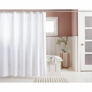 Cortina de ducha a rayas tejida umbral, parte superior estándar 72 x 72, blanca ** nueva ** - Imagen 1 de 3