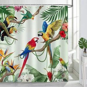 Duschvorhang Tropische Vögel Papagei Tukan Palmblätter Duschvorhänge 180 x 18... - Bild 1 von 7