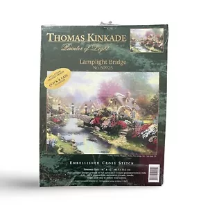 Thomas Kinkade Embellished Cross Stitch Kit Lamp Light Bridge Candamar Designs - Picture 1 of 2