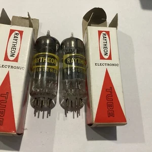 (2) 6FQ7 / 6CG7 Raytheon Gray Long Plates RARE Foil Tubes Very Strong! - Bild 1 von 5